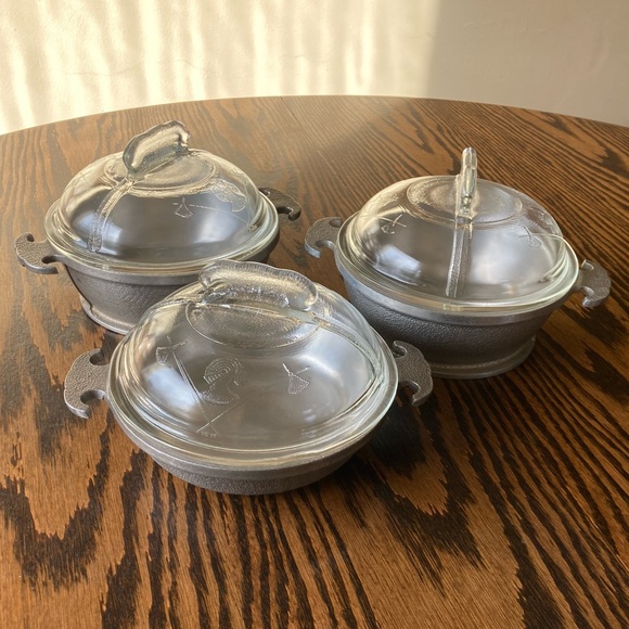 Vintage Guardian Service 6 Piece Round Aluminum 6.75” Cookware Set Glass Lids - Picture 1 of 16